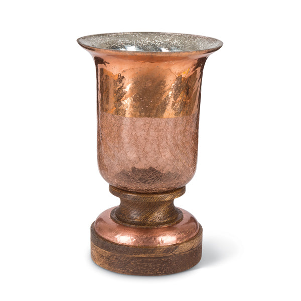 12-Inch Crackle Glass Hurricane Flameless Candle Holder