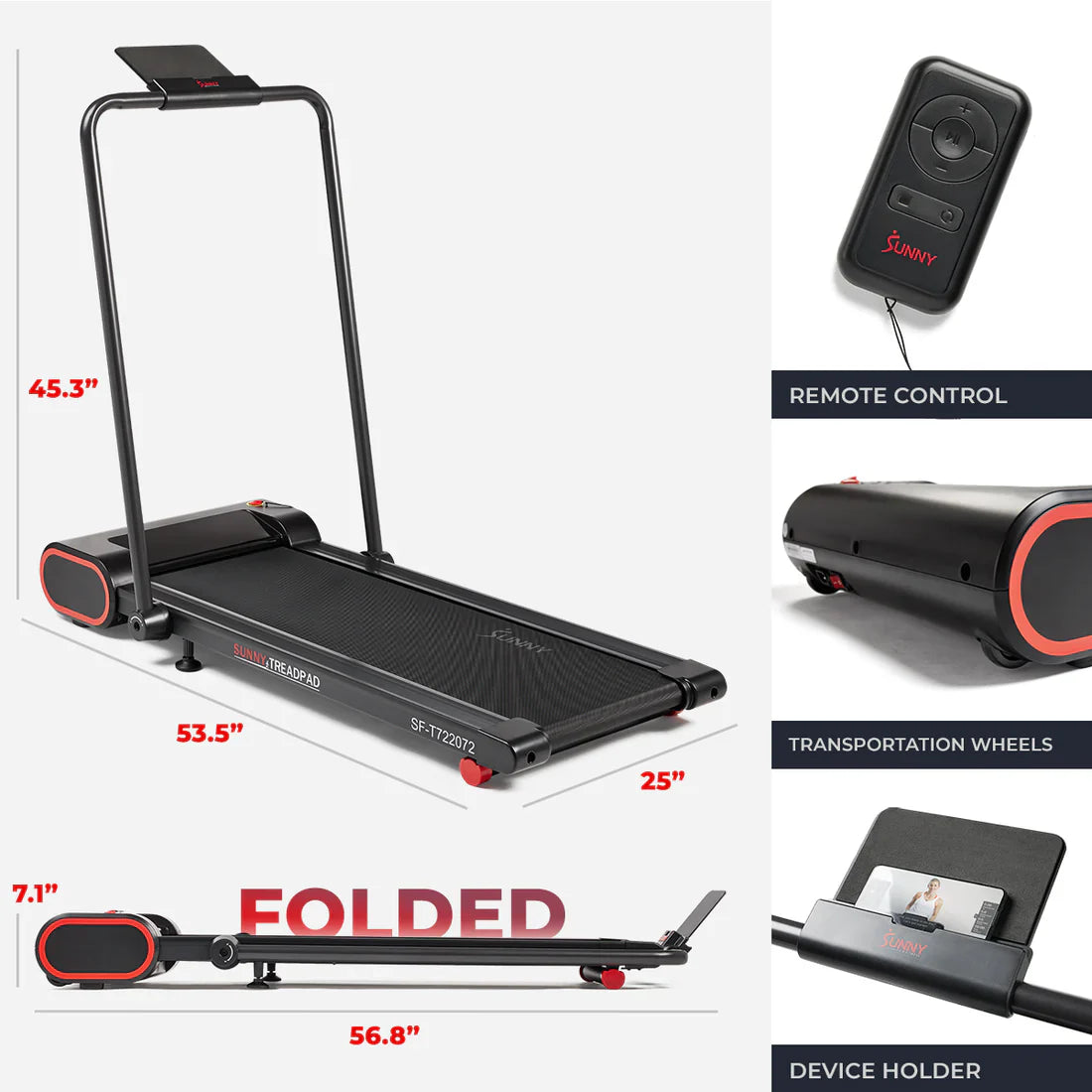 Under Desk Smart Walking/Running Treadmill by Sunny Health & Fitness