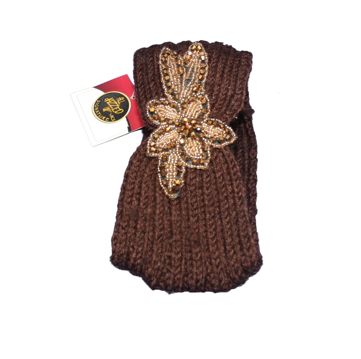 Rhinestone Knit Headband - Chocolate