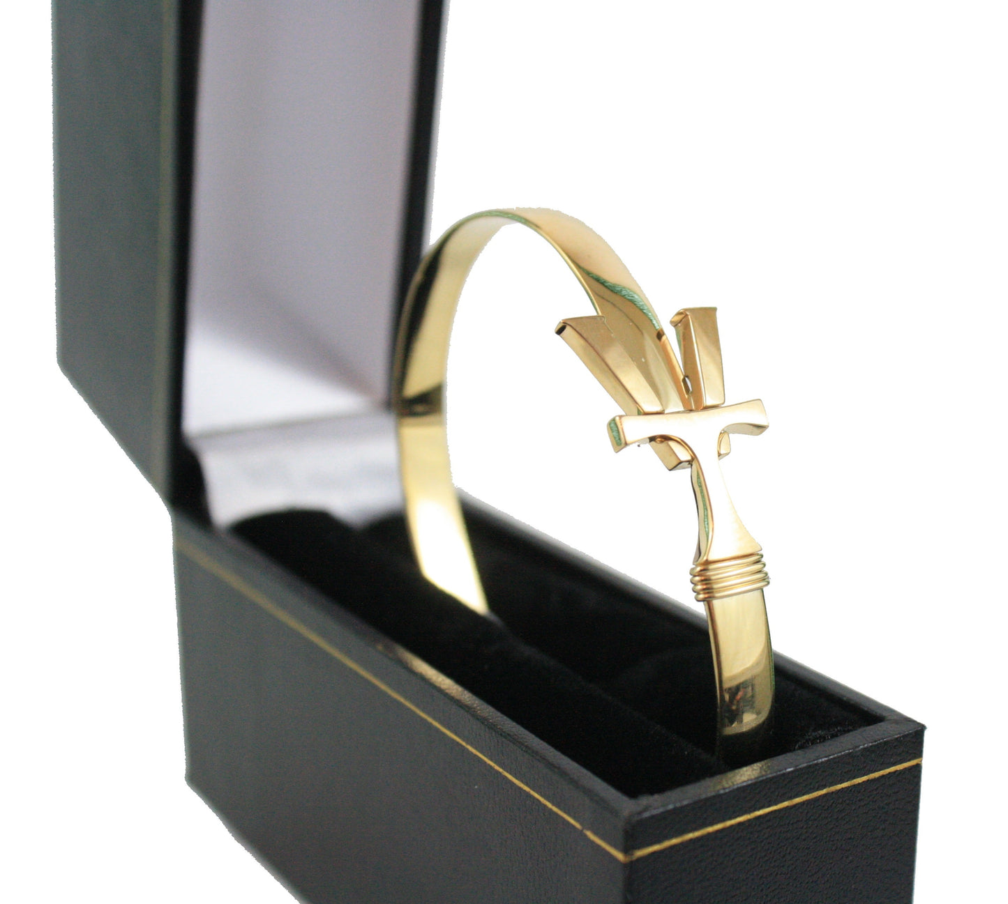 14K Gold Vermont Hook Bracelet - 6mm Band - 7 Inch