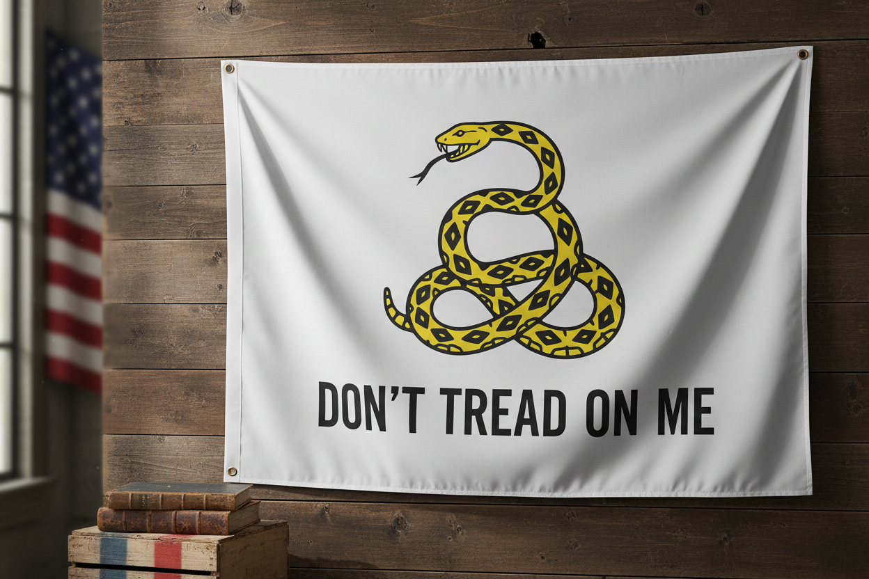 Walton & Johnson: White Gadsden Flag - Don't Tread on Me - 4LibertyShop.com