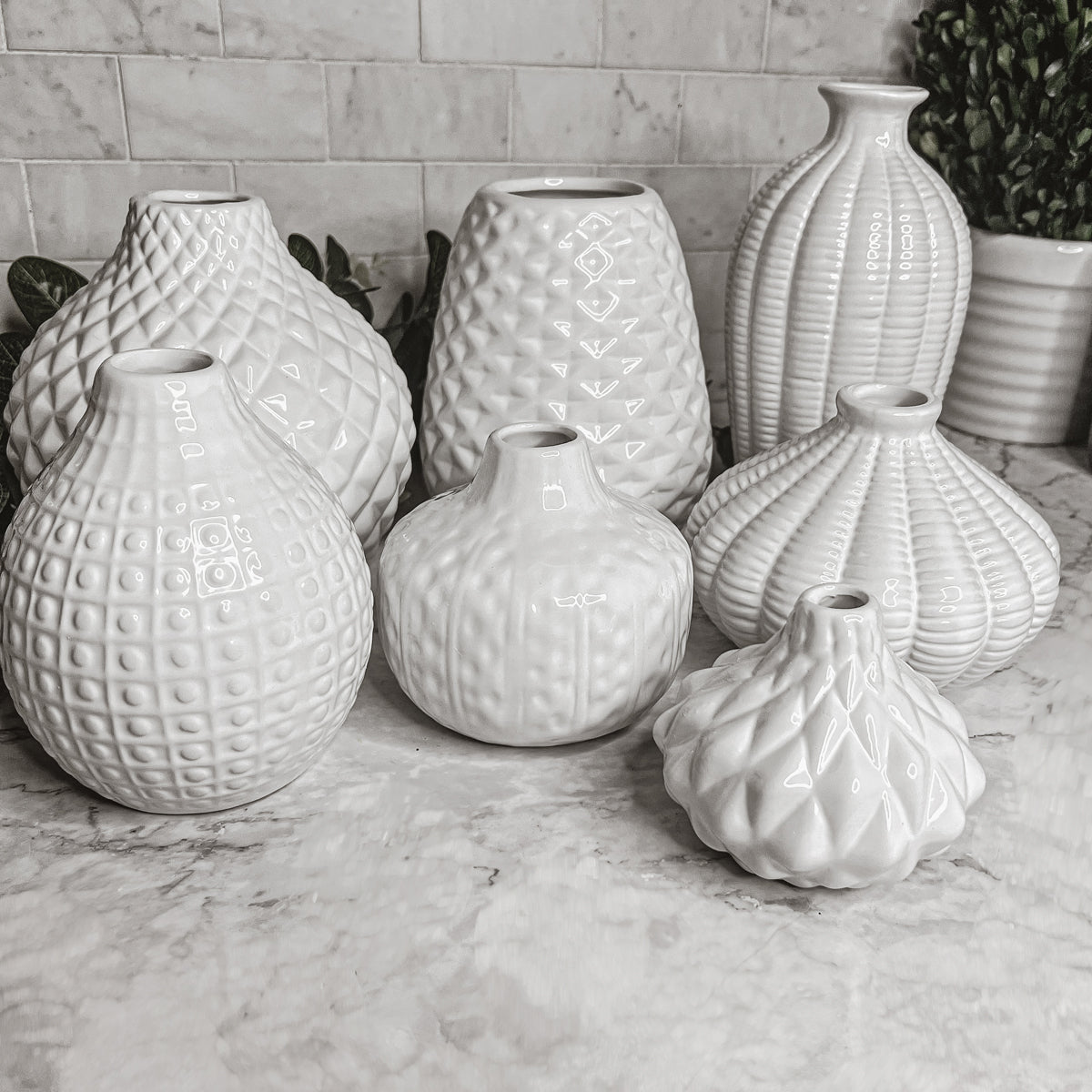 Whitney Ceramic Vases White Artisan Decorative Vase Set Or Single For Mantel