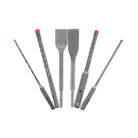 Diablo DMAPL9930-S6 6pc SDS-Plus Rebar Demon™ 4-Cutter Full Carbide Head Hammer Drill Bit & Chisel Set (6-Piece)