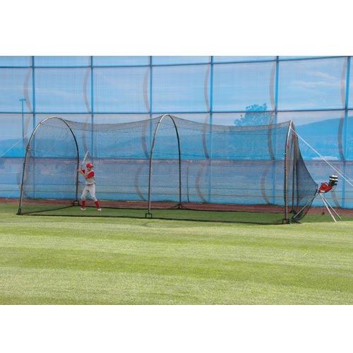 Heater Real 12" Softball Pitching Machine w/ Feeder & Xtender 24' Batting Cage