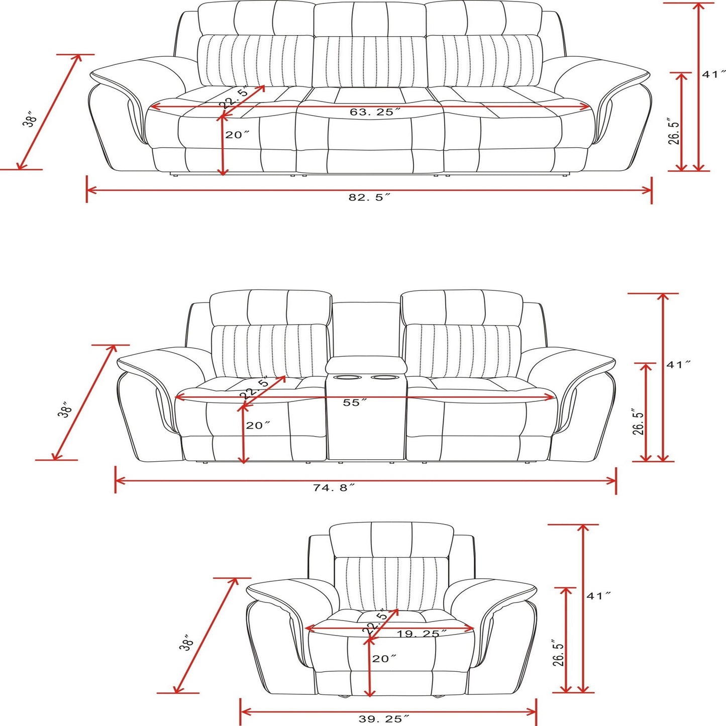 Steban - Reclining Sofa - Gray