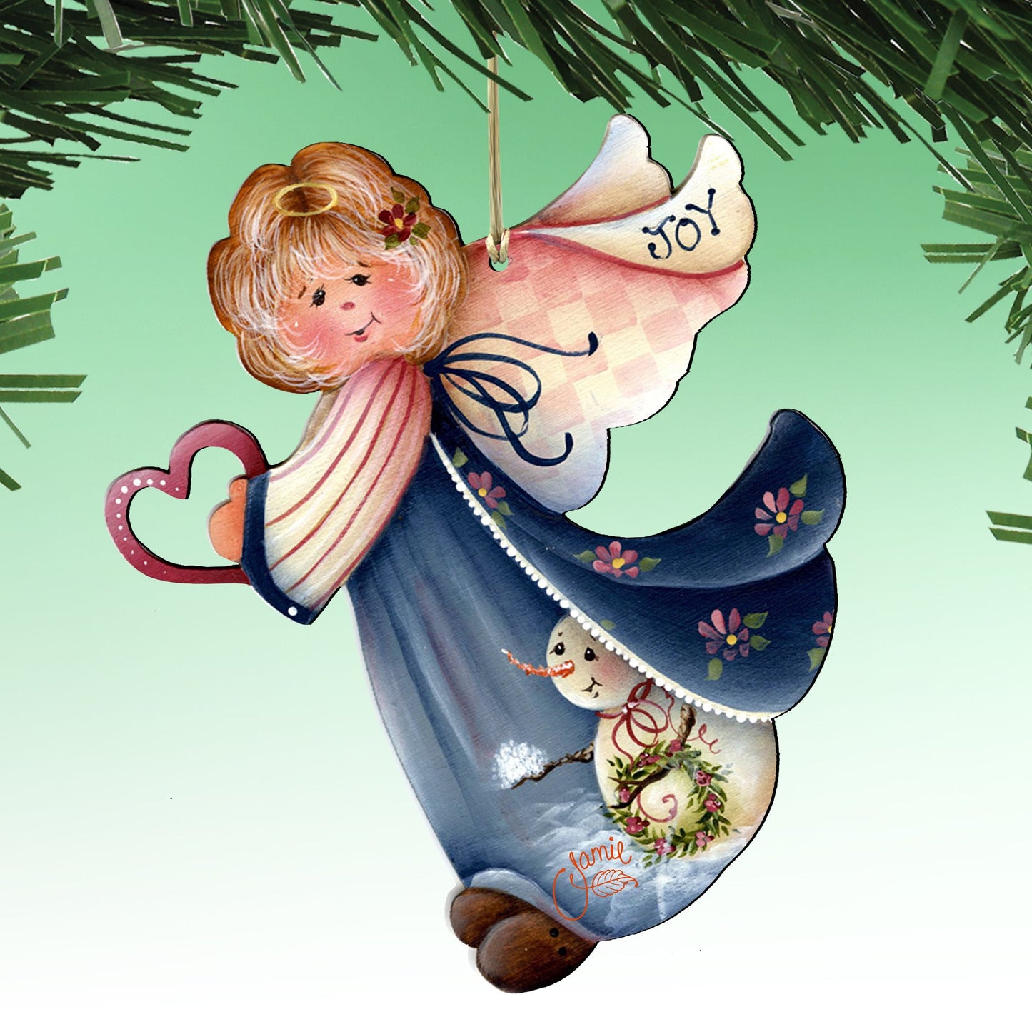 Loving Angels Wooden Ornaments Set of 6 by Jamie Mills-Price - Nativity Holiday Decor - 8457517-S6-MP