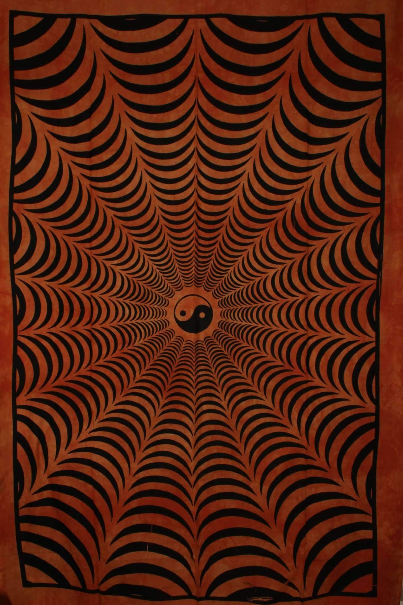 Saffron Yin Yang Trippy Tapestry 3D Handloom Cotton