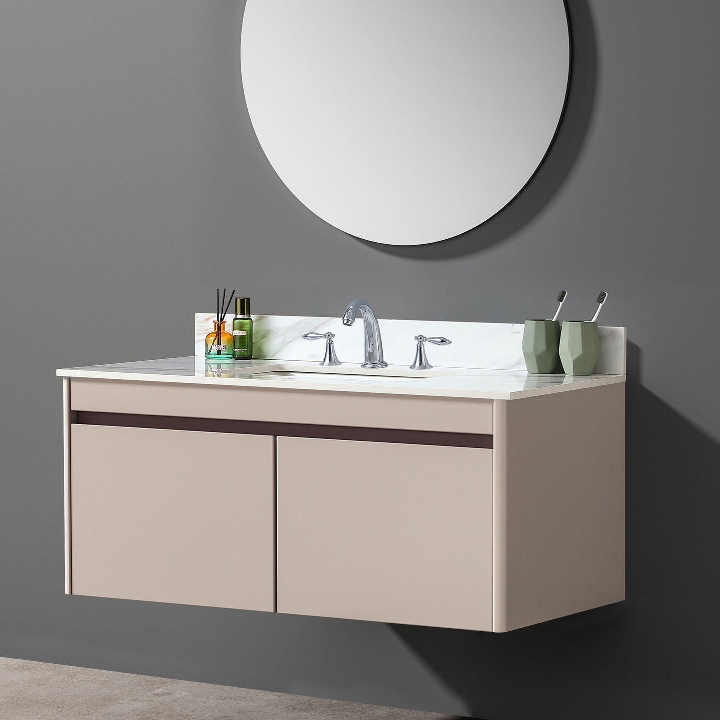 Vanity Top With Undermount Sink And Backsplash, Sintered Stone