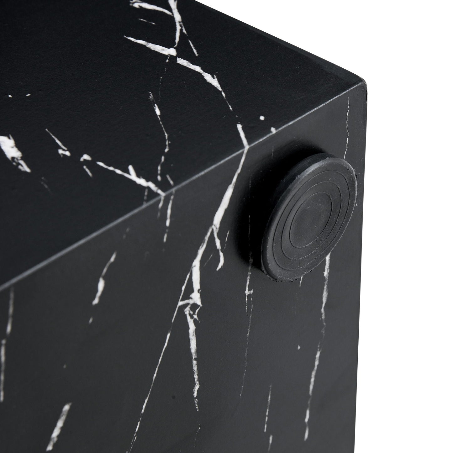 Luxurious Marble Texture Coffee Table Cube Design Elegant Living Room Accent - Black