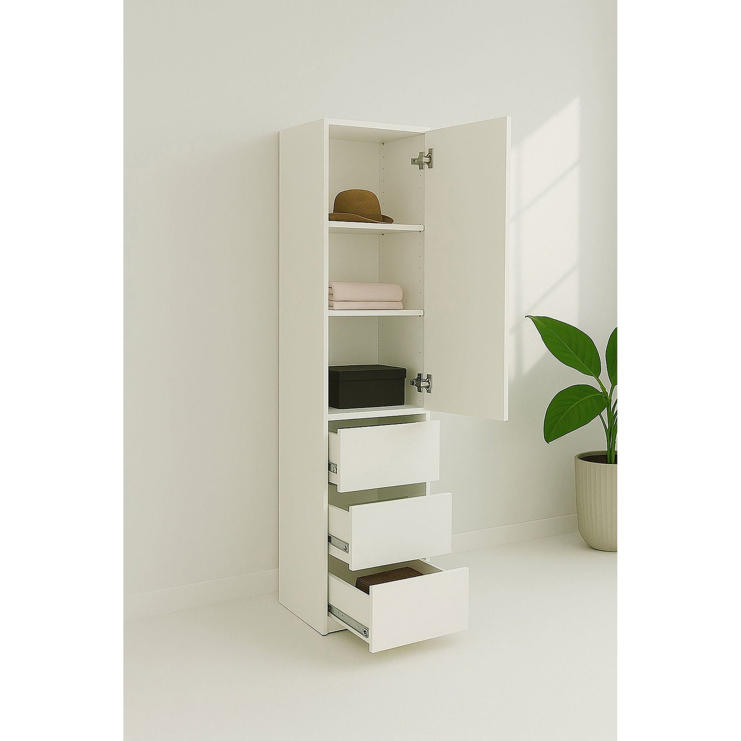 Elise - Modular Closet System With Mirror, Customizable Storage Solution - White
