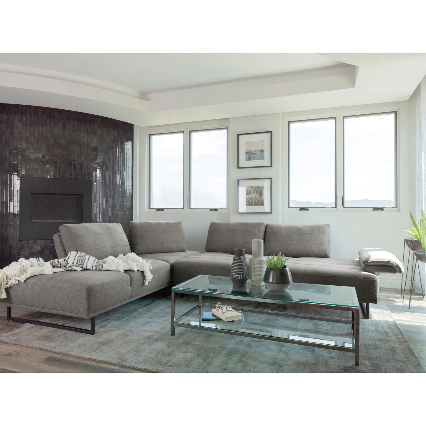 Harnal - L-Shape Sectional Adjustable Back Comfort Focused Sofa - Taupe