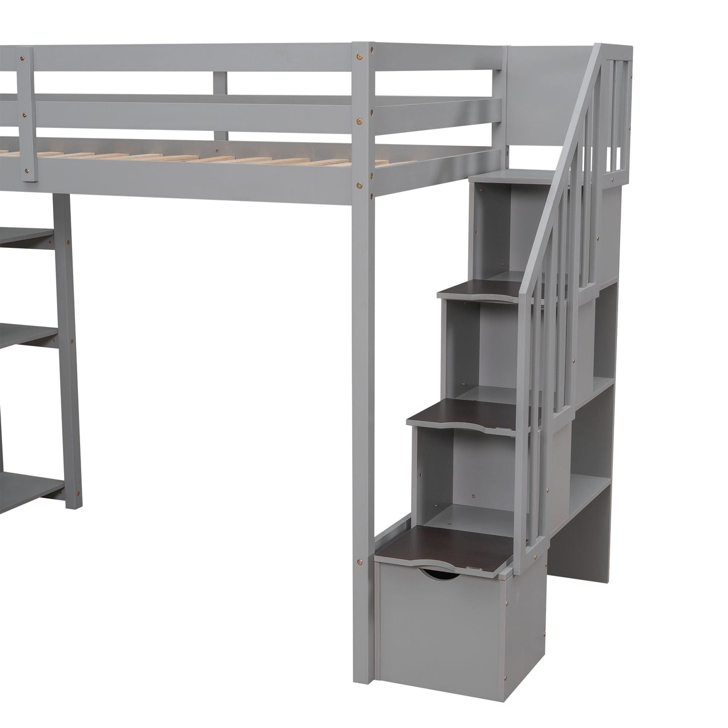Loft Bed With Storage Drawers And Stairs With Shelves