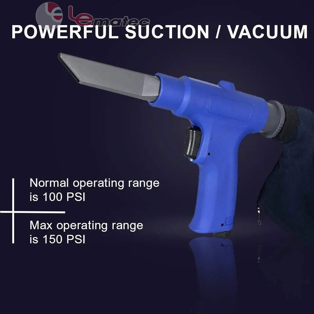 Professional 2-in-1 Air Compressor Vacuum & Blower Kit - 150 PSI Heavy-Duty Pneumatic Cleaning Tool with 6 Attachments