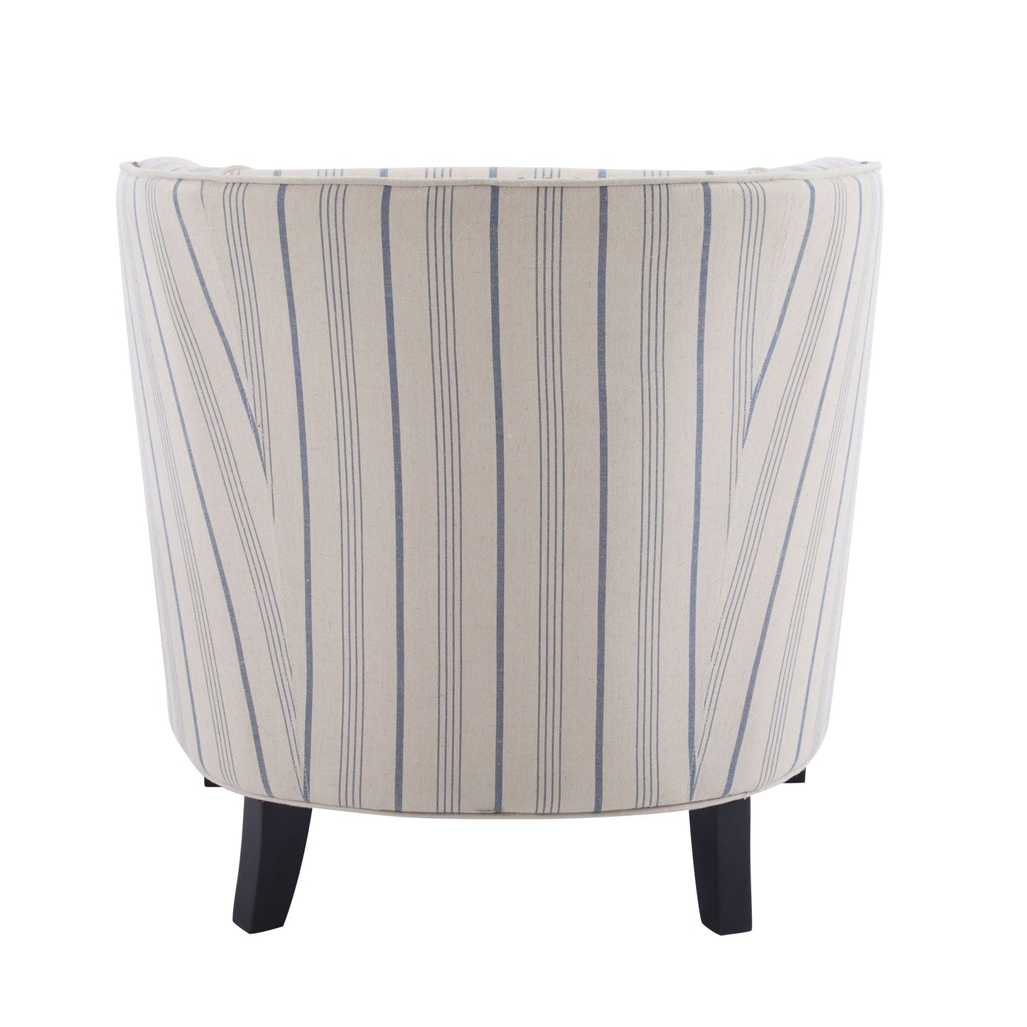 Transitional Upholstered Stripe Barrel Chair With Birch Wood Legs And Plush Cushioned Seat