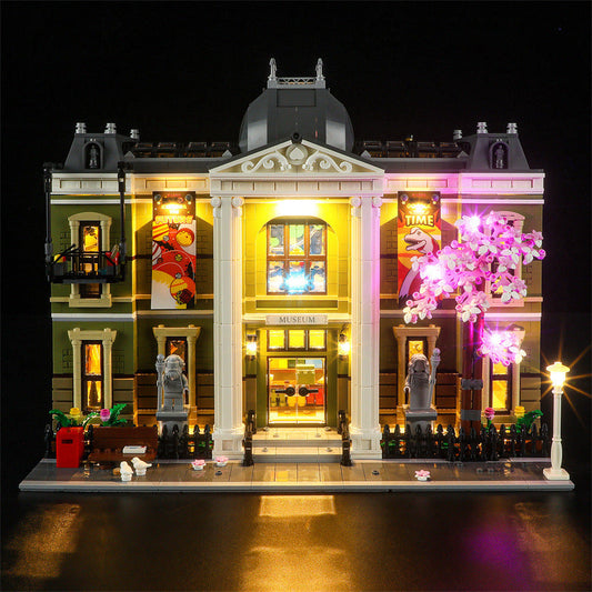 YEABRICKS is compatible with LEGO 10326 Natural History Museum building blocks, LED lighting fixtures, street view toys, and lighting