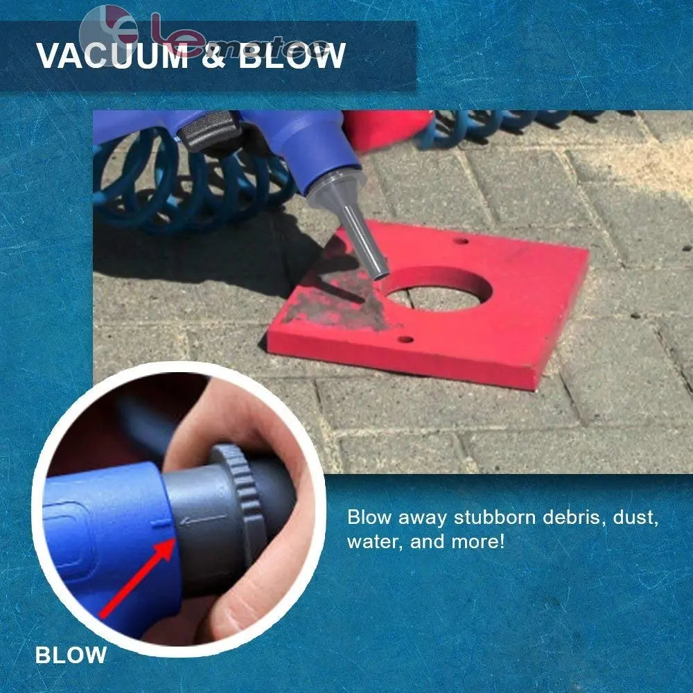 Professional 2-in-1 Air Compressor Vacuum & Blower Kit - 150 PSI Heavy-Duty Pneumatic Cleaning Tool with 6 Attachments