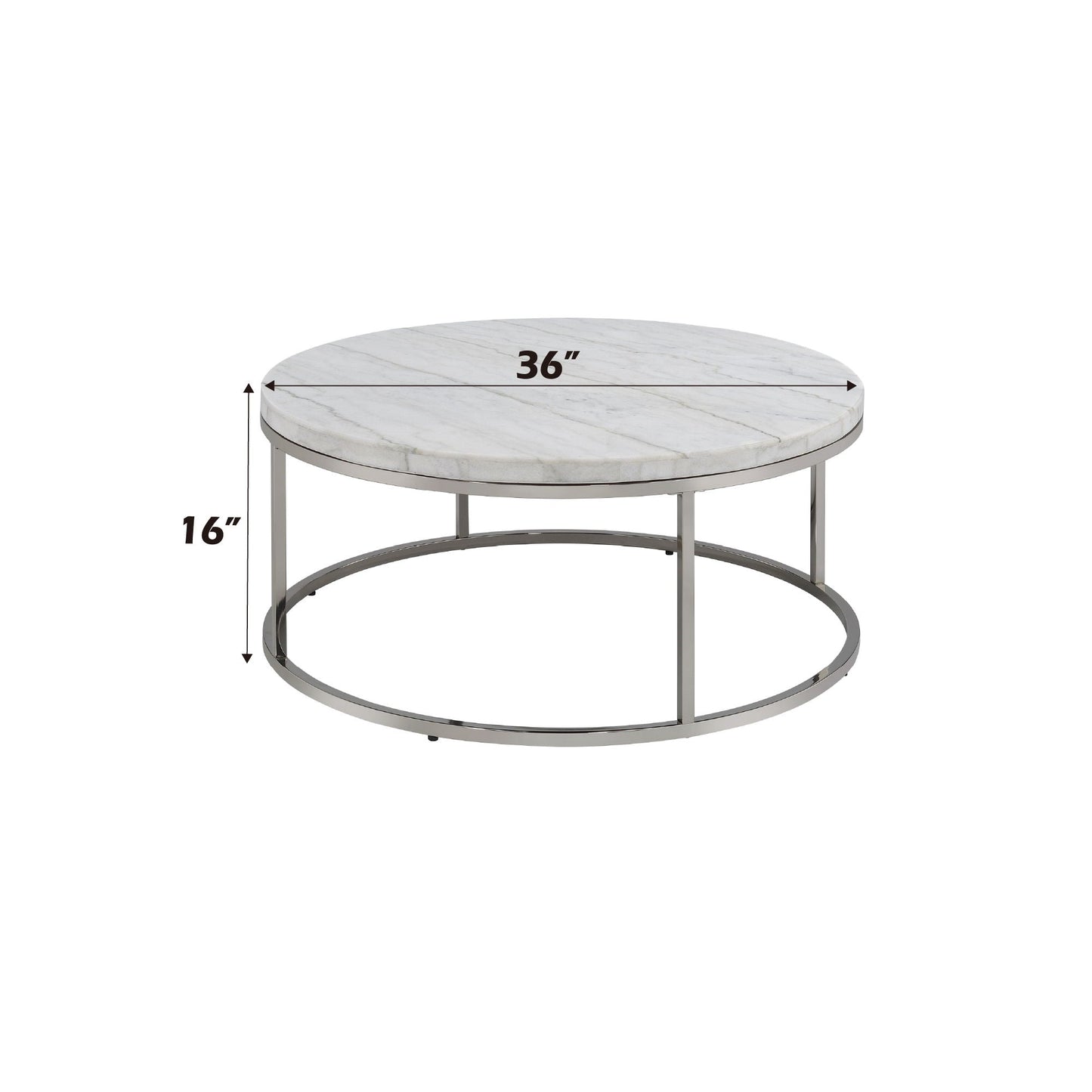 Zaidee Marble Top Nickel Coffee Table - White
