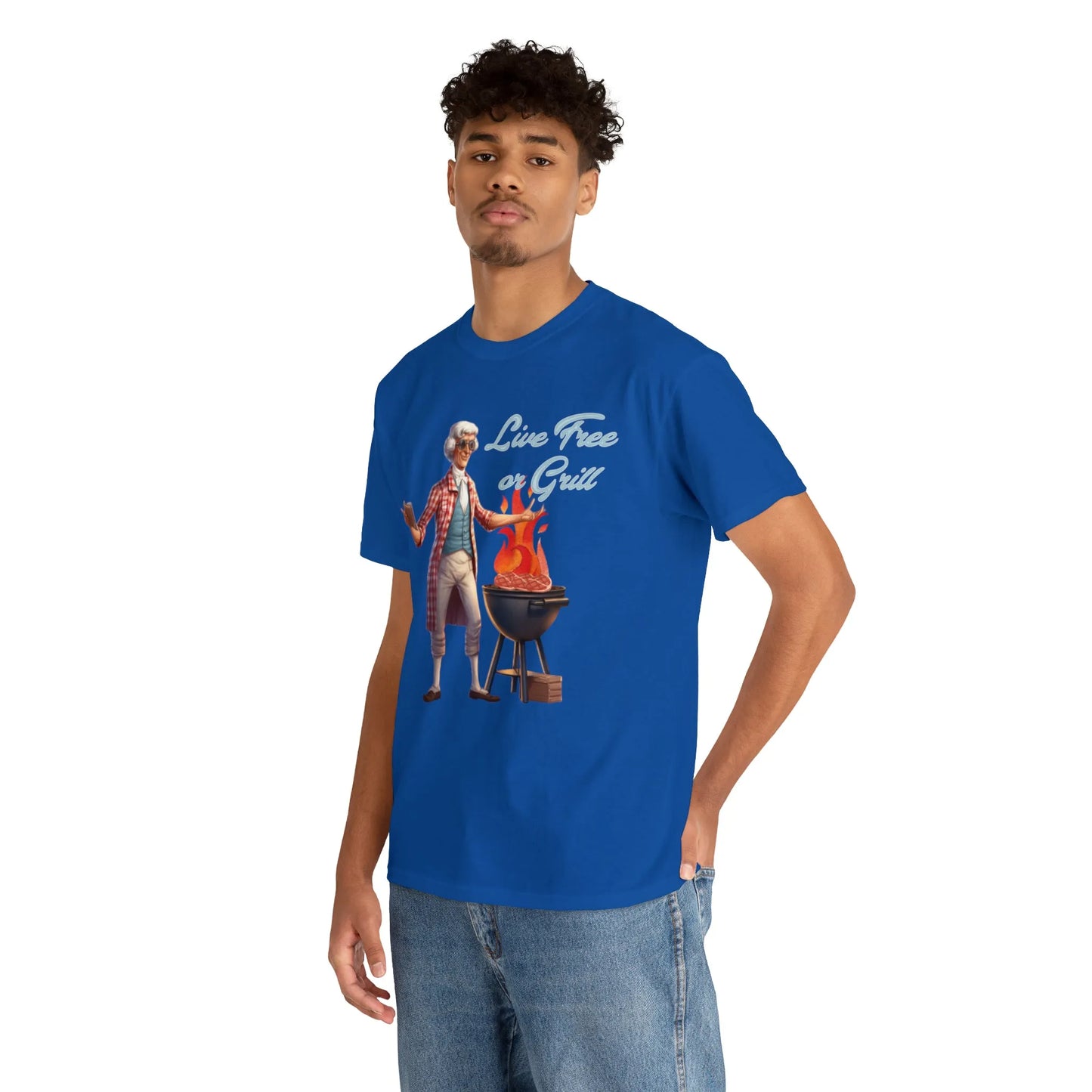 Thomas Jefferson Live Free or Grill Unisex Heavy Cotton Tee