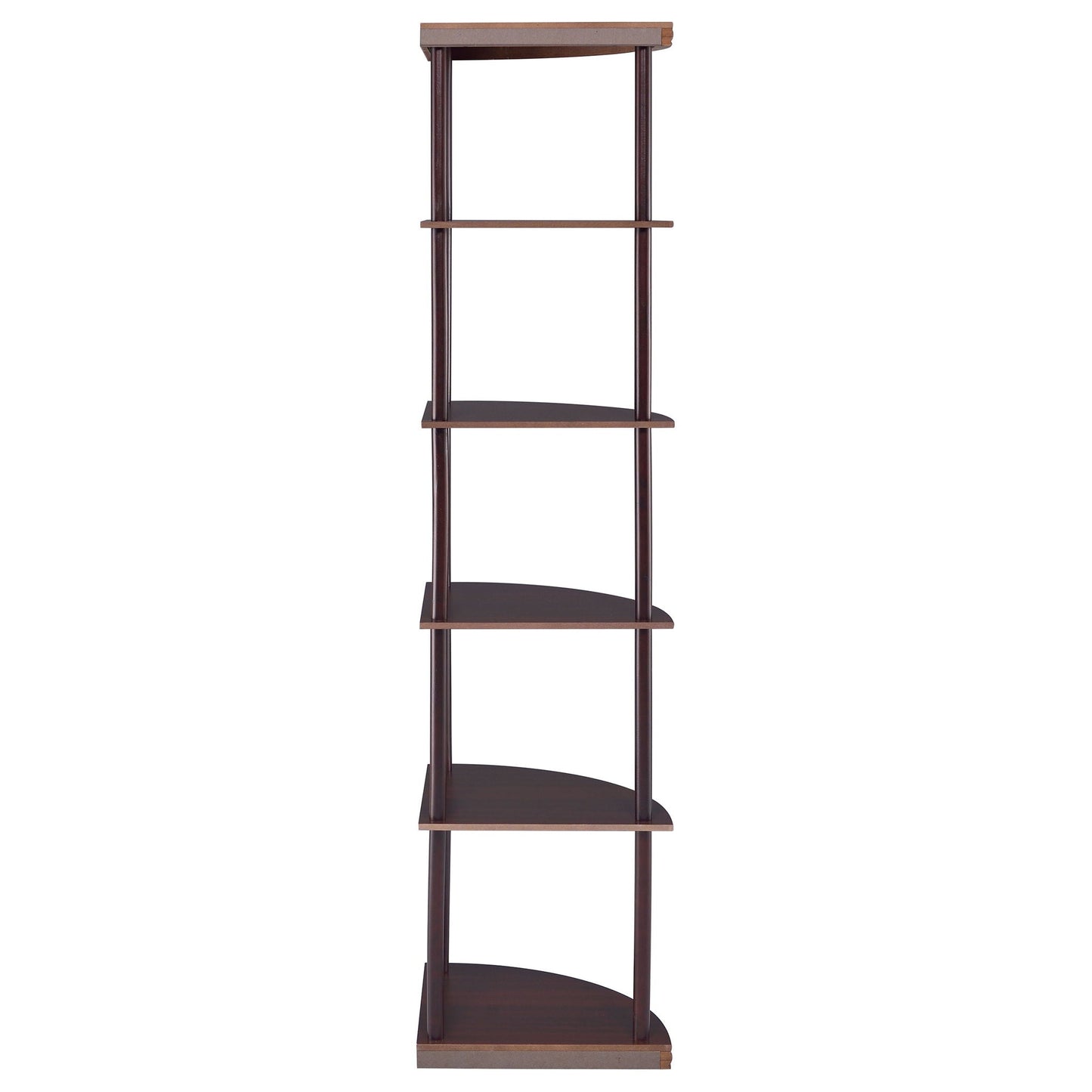 Corner Bookcase With 5 Shelves, Compact Design For Living Room - Cappuccino