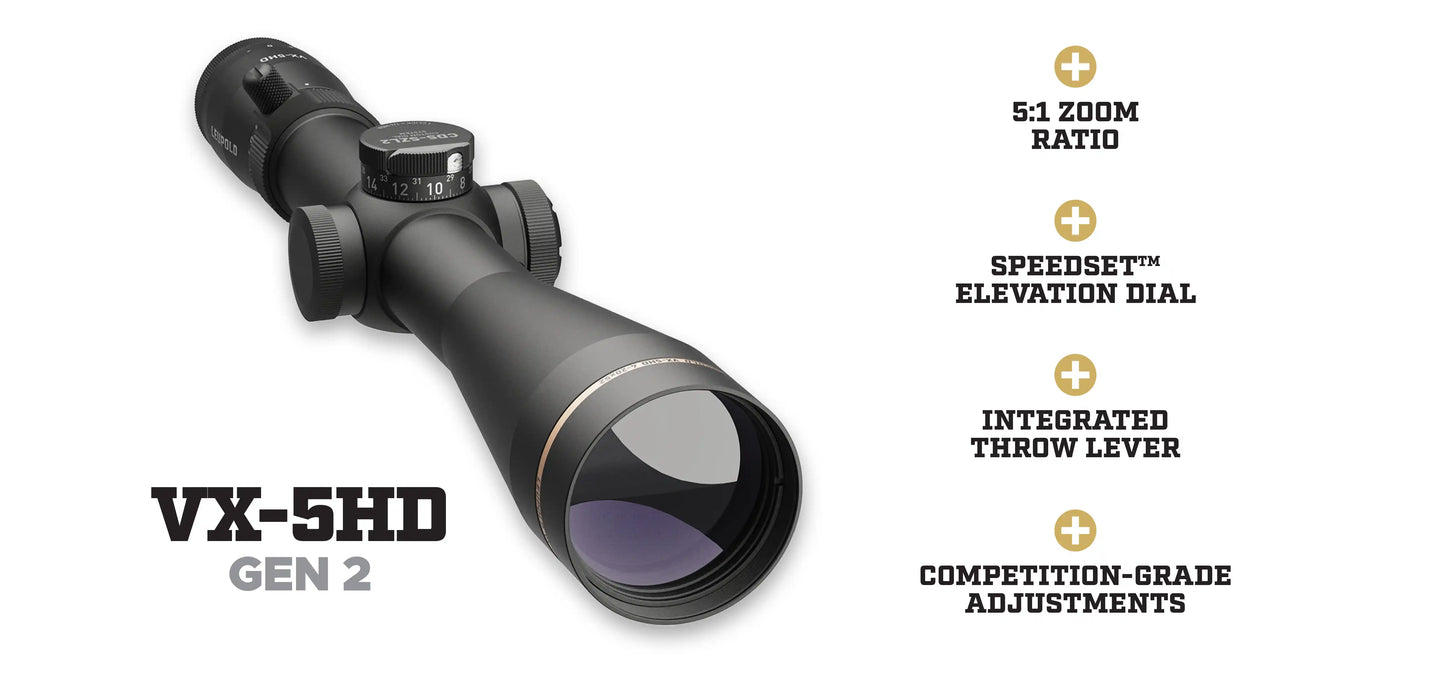 Leupold VX-5HD Gen 2 Rifle Scope 3-15x44mm CDS-ZL2 Side Focus Illum FireDot Duplex