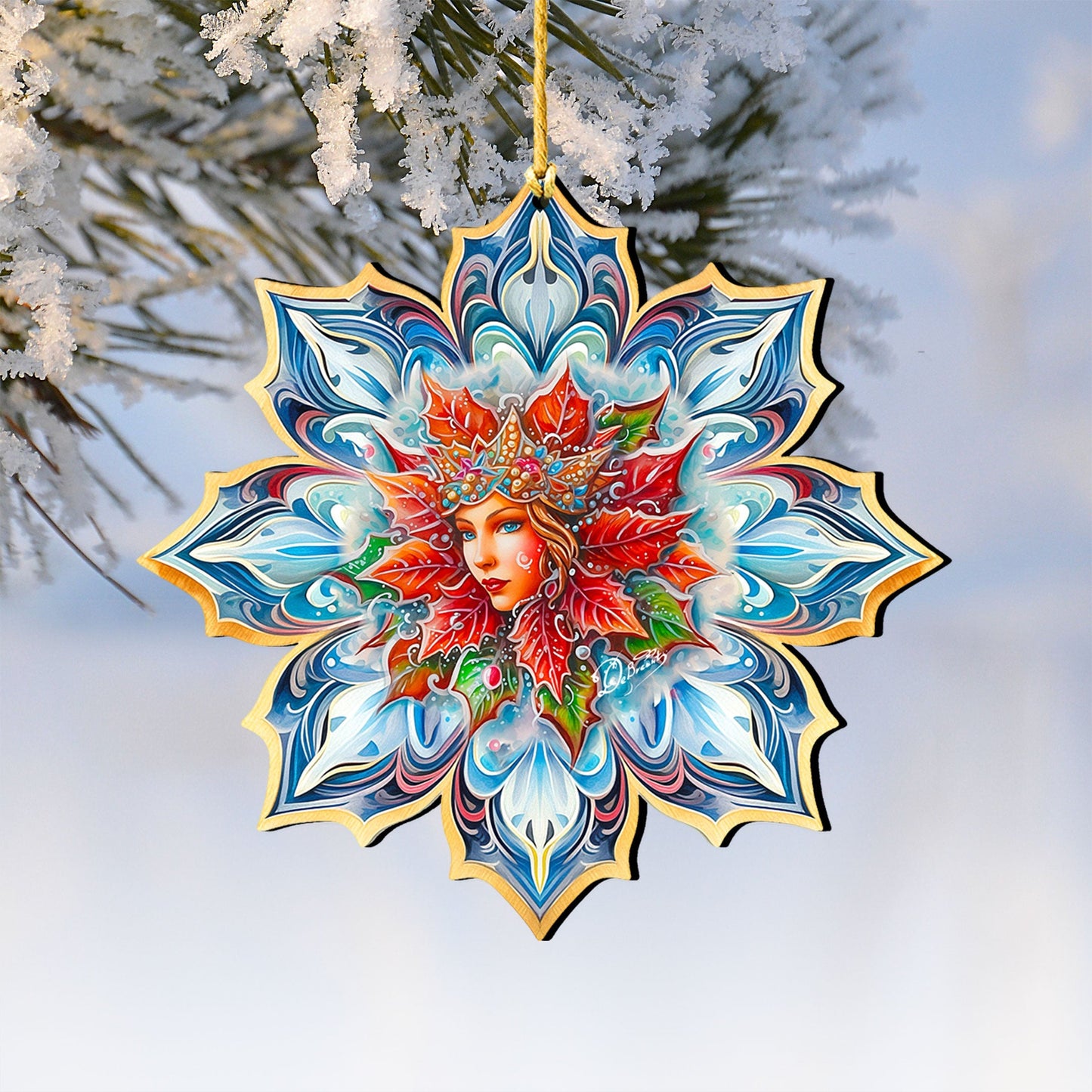 Snow Queen Snowflake Wooden Ornaments by G. Debrekht - Christmas Decor - 8688402
