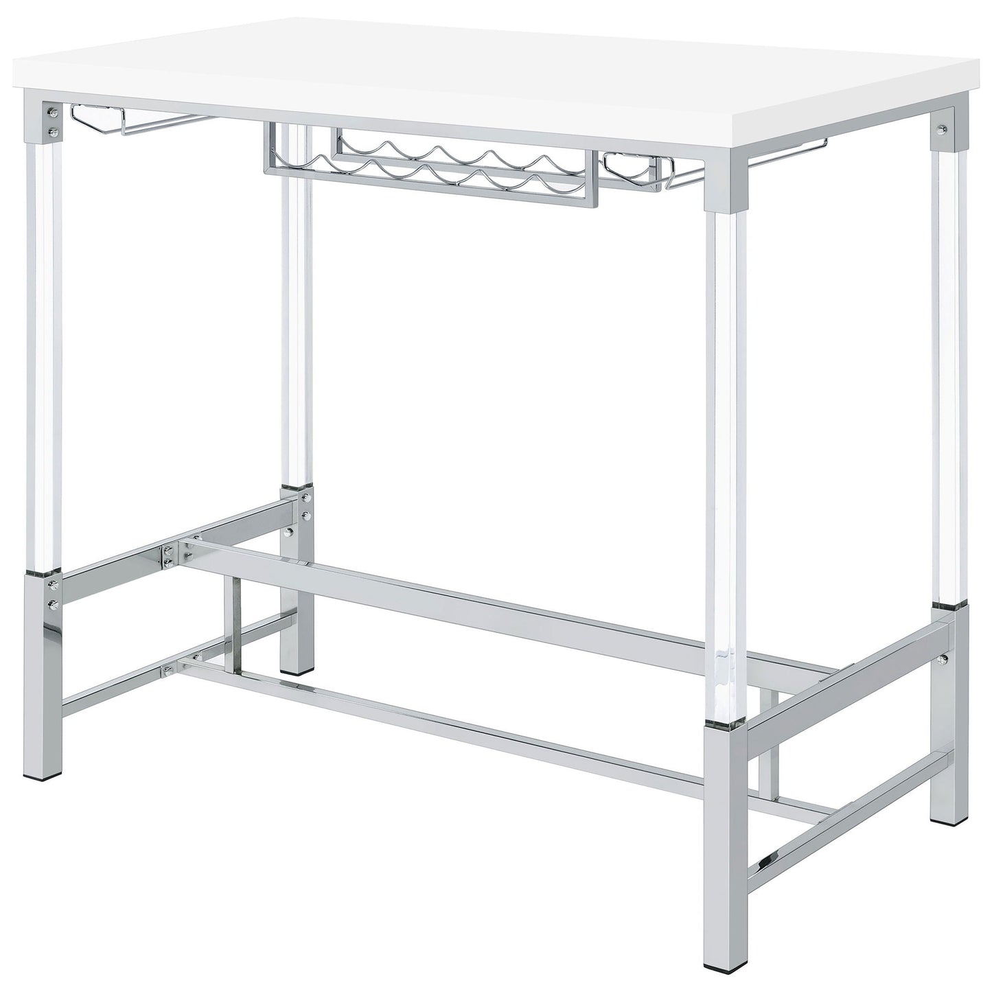 Tonneson - Bar Table With Trestle Base And Wine Storage - White