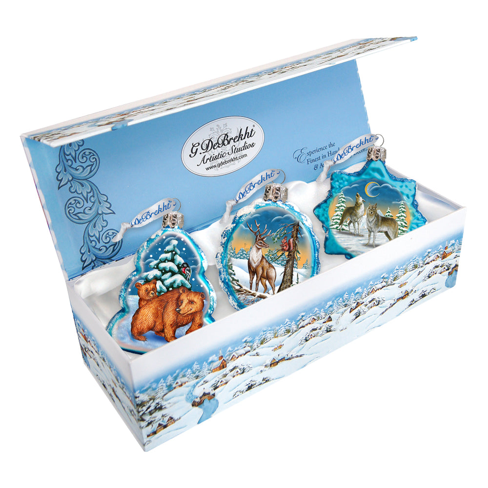 Wildlife Mercury Glass Ornaments Set of 3 by G. DeBrekht - Wildlife Holiday Decor - 770108S3