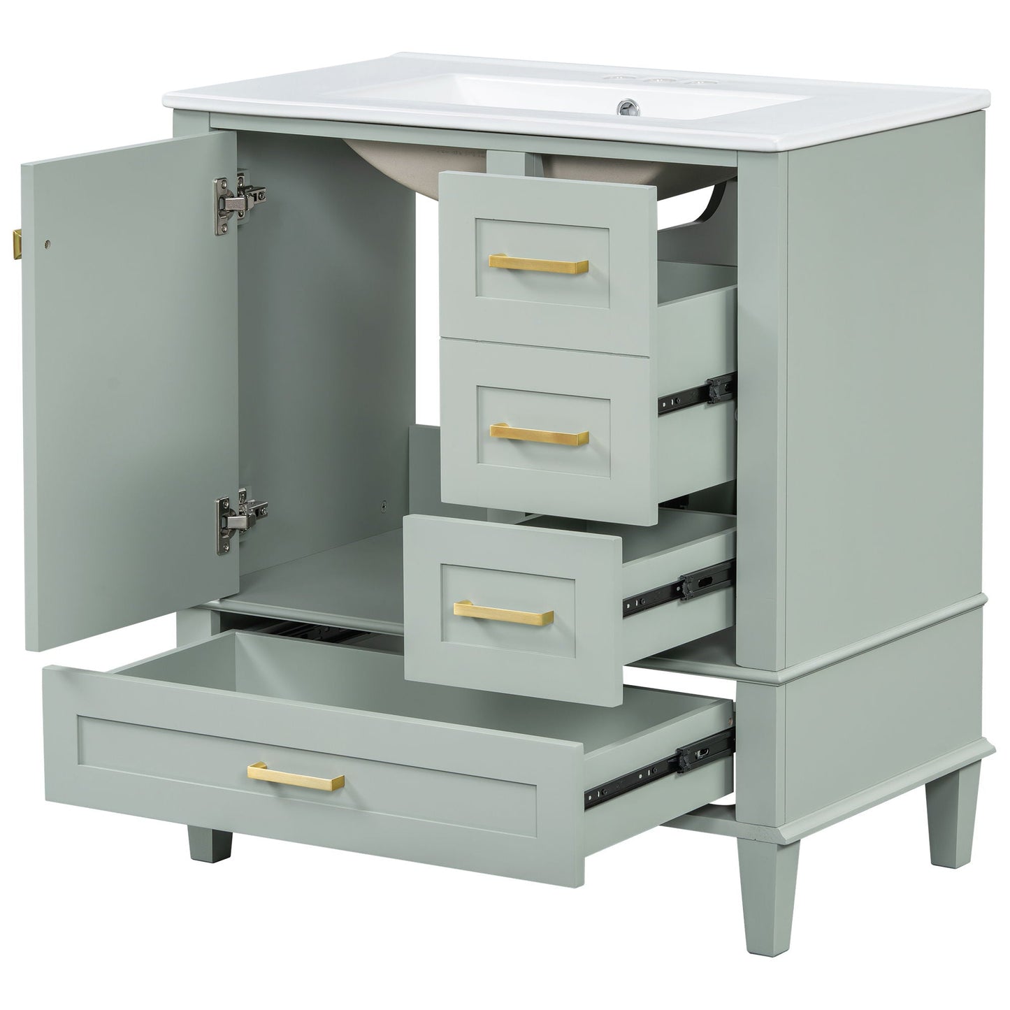 Bathroom Vanity, Modern Bathroom Cabinet With Sink Combo Set, Bathroom Storage Cabinet With A Soft Closing Door And 3 Drawers, Solid Wood Frame