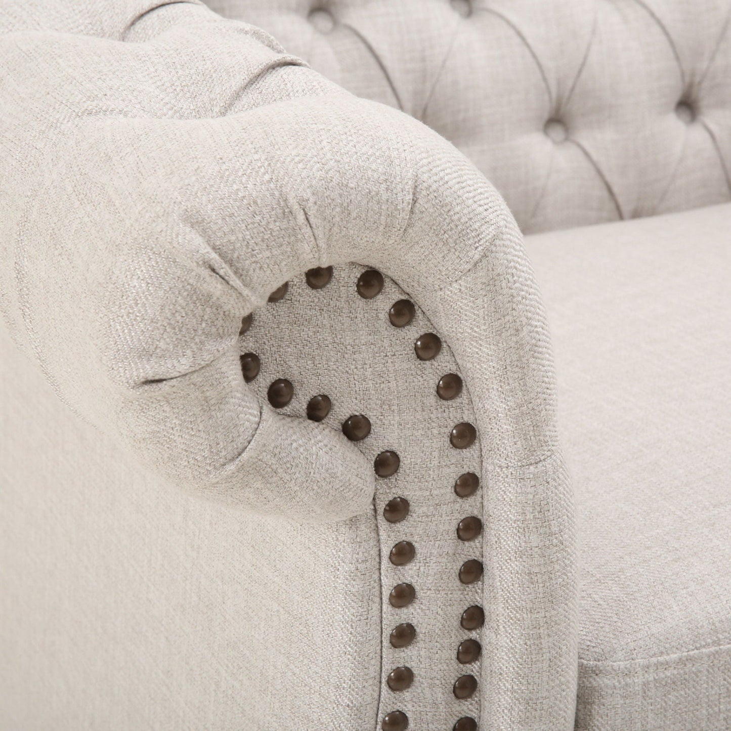 Nexuson Upholstered Chesterfield Chair With Deep Tufted And Nailhead Trim