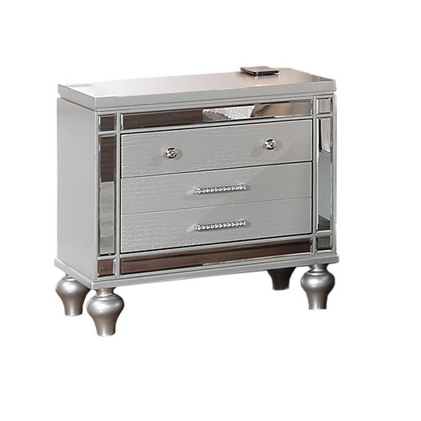 3 Piece Bedroom Set, Sleek Modern Bed With LED Nightstands