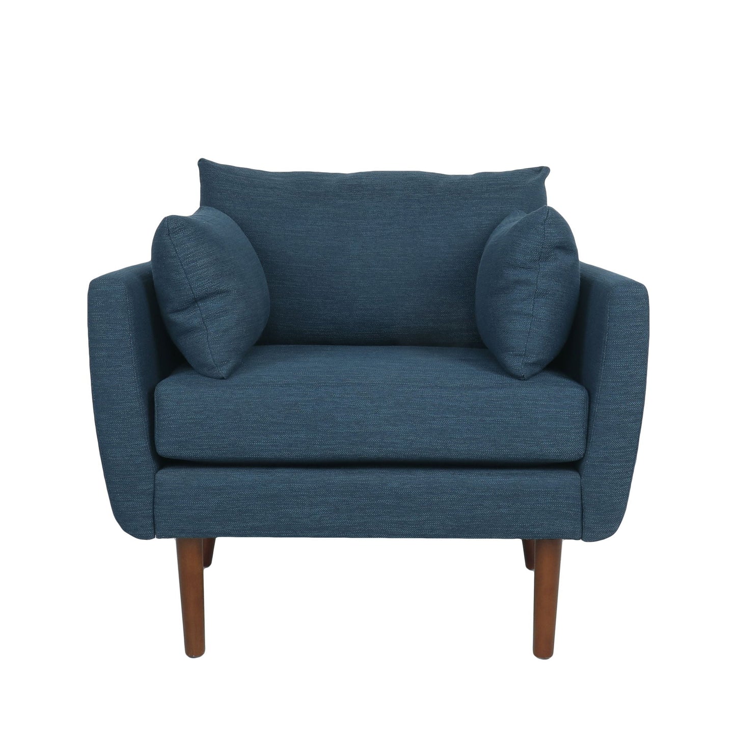 Luminate Upholstered Fabric Club Chair with Tapered Legs and 2 Accent Pillows