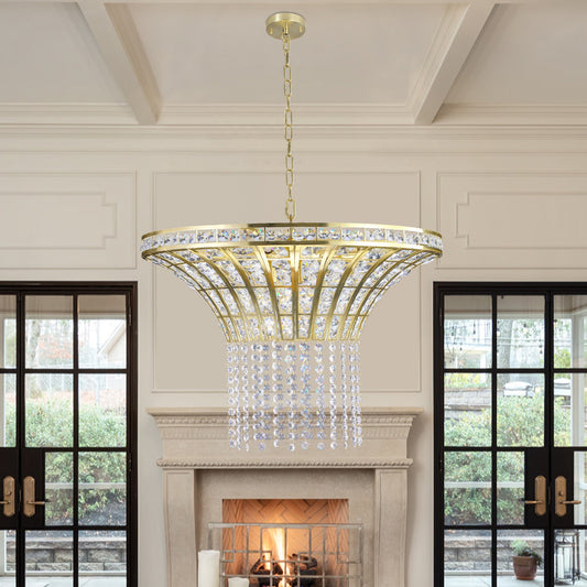(Same as W1340120181/L5021) 8-Light 23.6" Wide Crystal Waterfall Chandelier (Bulb Not Included)