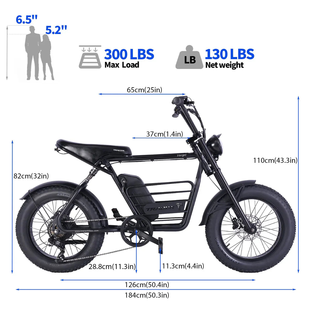 Tracer Verge 20" x 4.0 Wheel 800W Fat Electric Motorbike