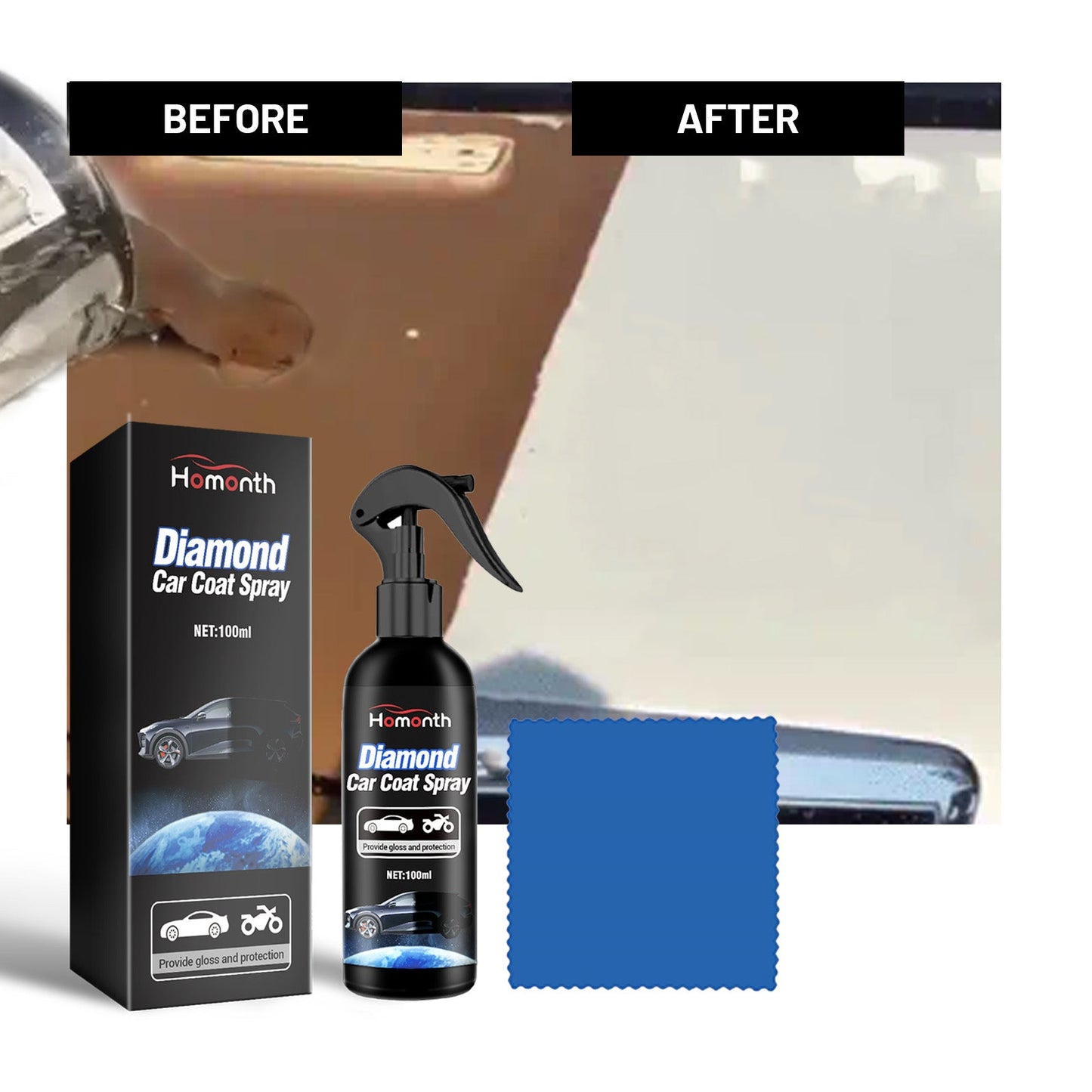 Diamond Car Coat Spray, Car Paint Maintenance Refurbished Paint Surface Cleaning Decontamination Brightening Polishing Coating Spray