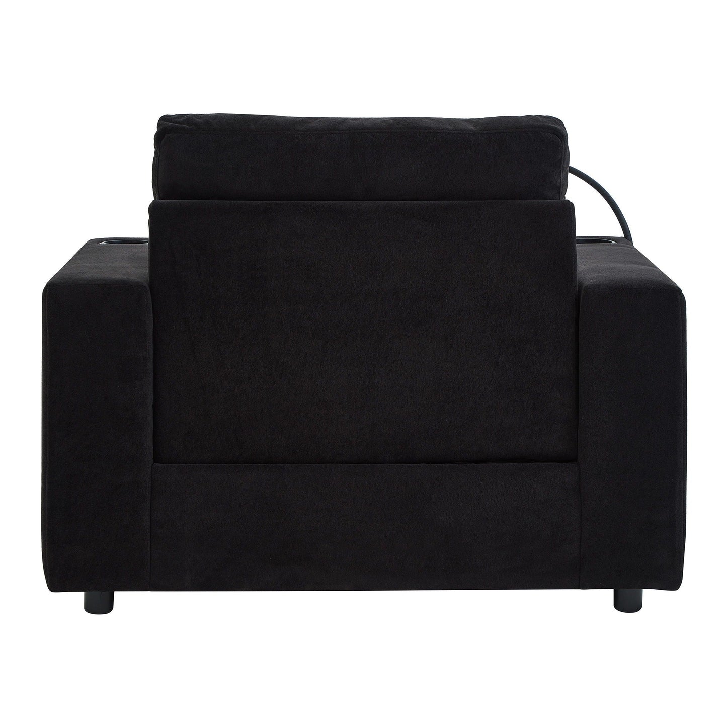 Modern Style Armchair Chaise Lounge Sofa Couch With Movable Storage Ottoman, USB Ports, Cup Holders, Phone Holder, Side Pockets