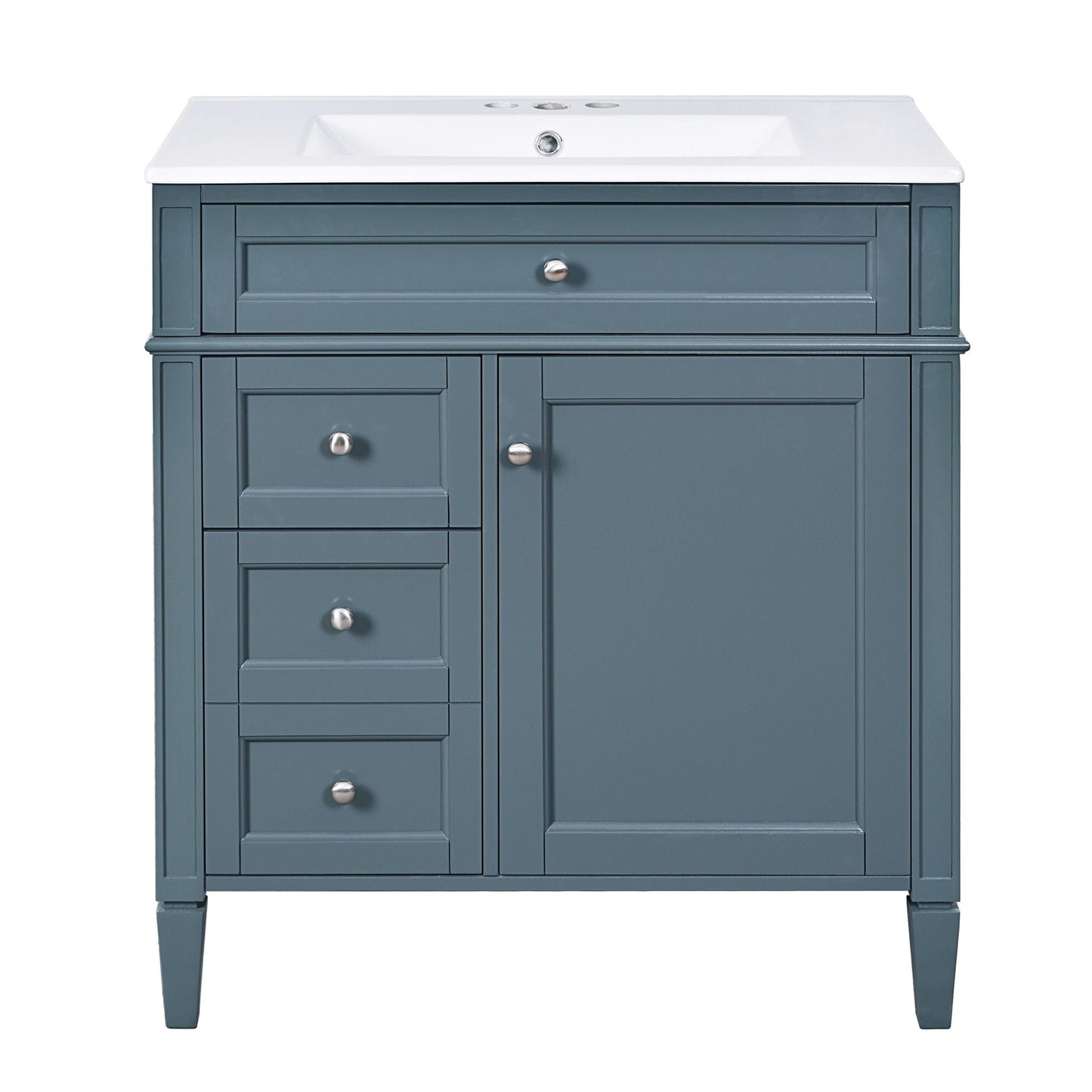 Bathroom Vanity With Medicine Cabinet, Royal Mirror Cabinet, Modern Bathroom Storage Cabinet With 2 Soft Closing Doors And 4 Drawers