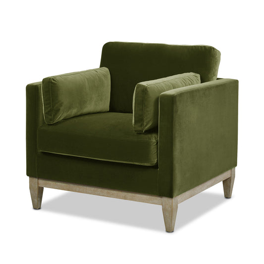 Brooding Upholstered Accent Chair with Arm Cushions and Wood Legs