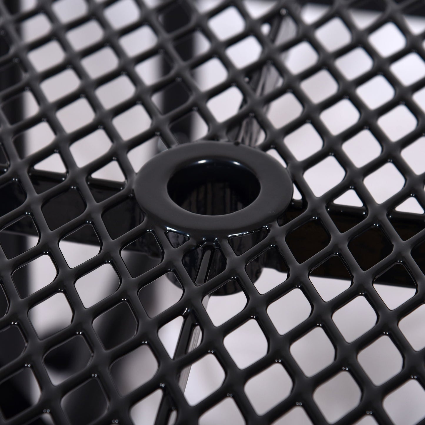 Square Outdoor Steel Picnic Table, With Umbrella Pole
