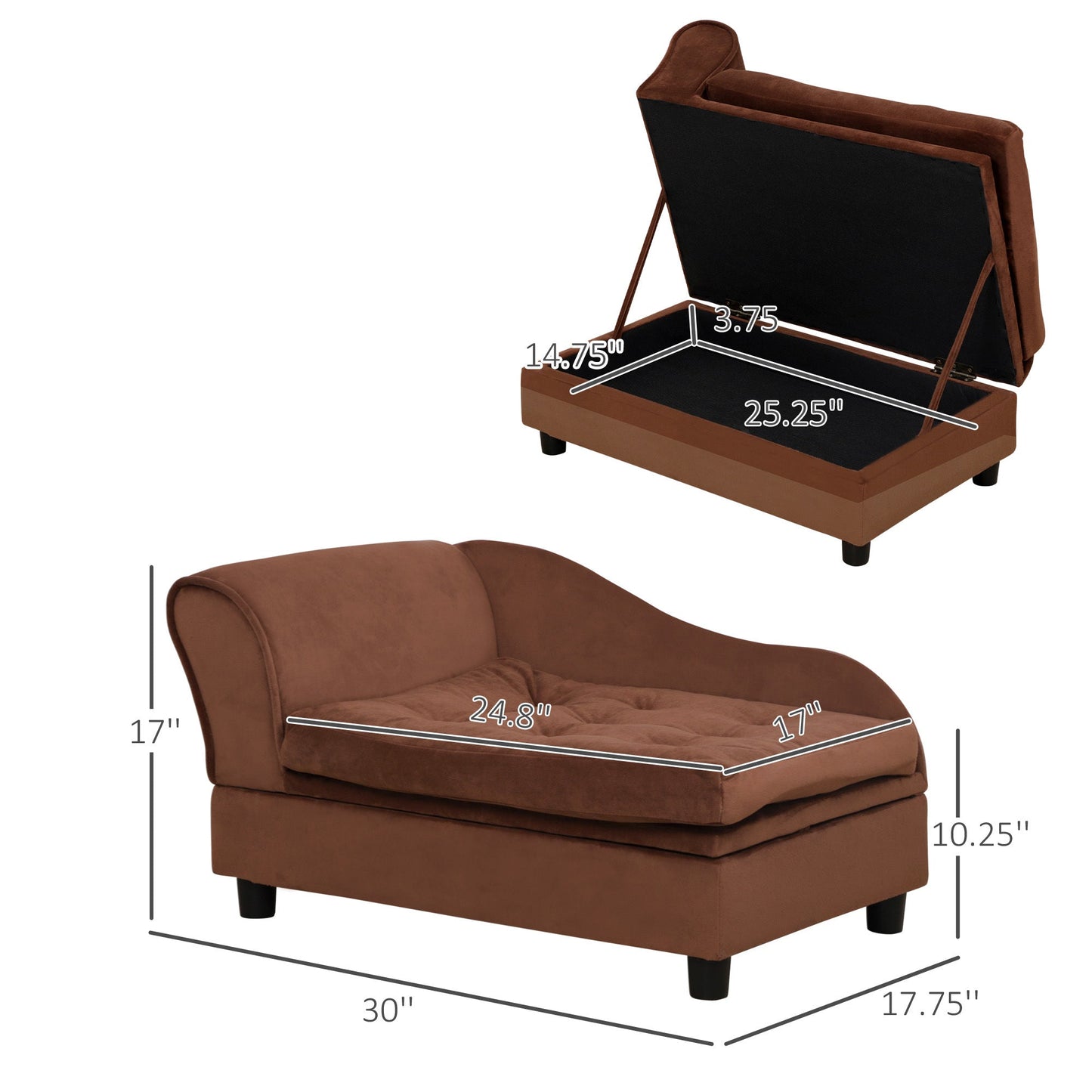 PawHut Luxury Fancy Dog Bed for Small Dogs with Hidden Storage