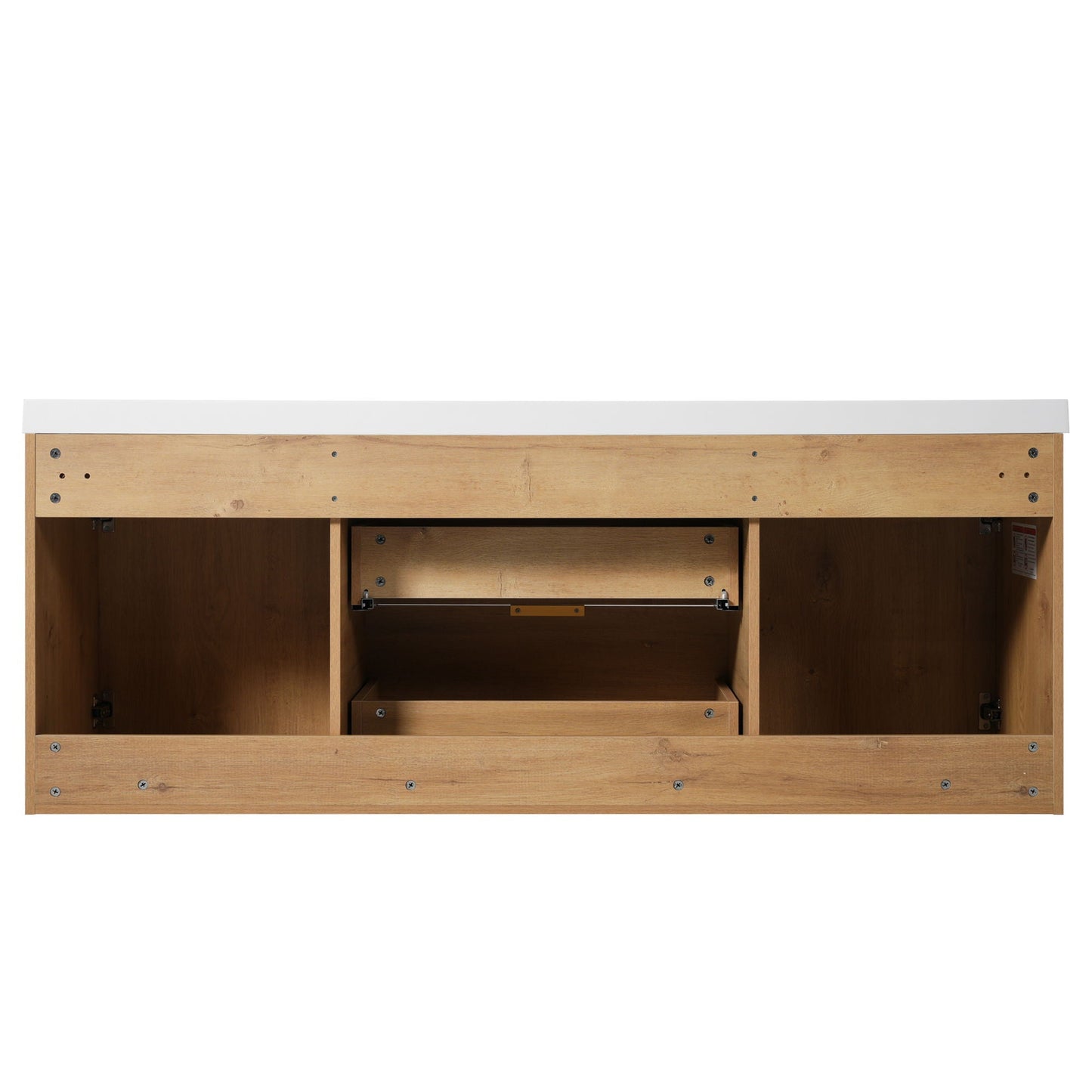 Double Sink Bathroom Vanity Soft Close Doors, Divided Drawers, Wall Mounted - Wood