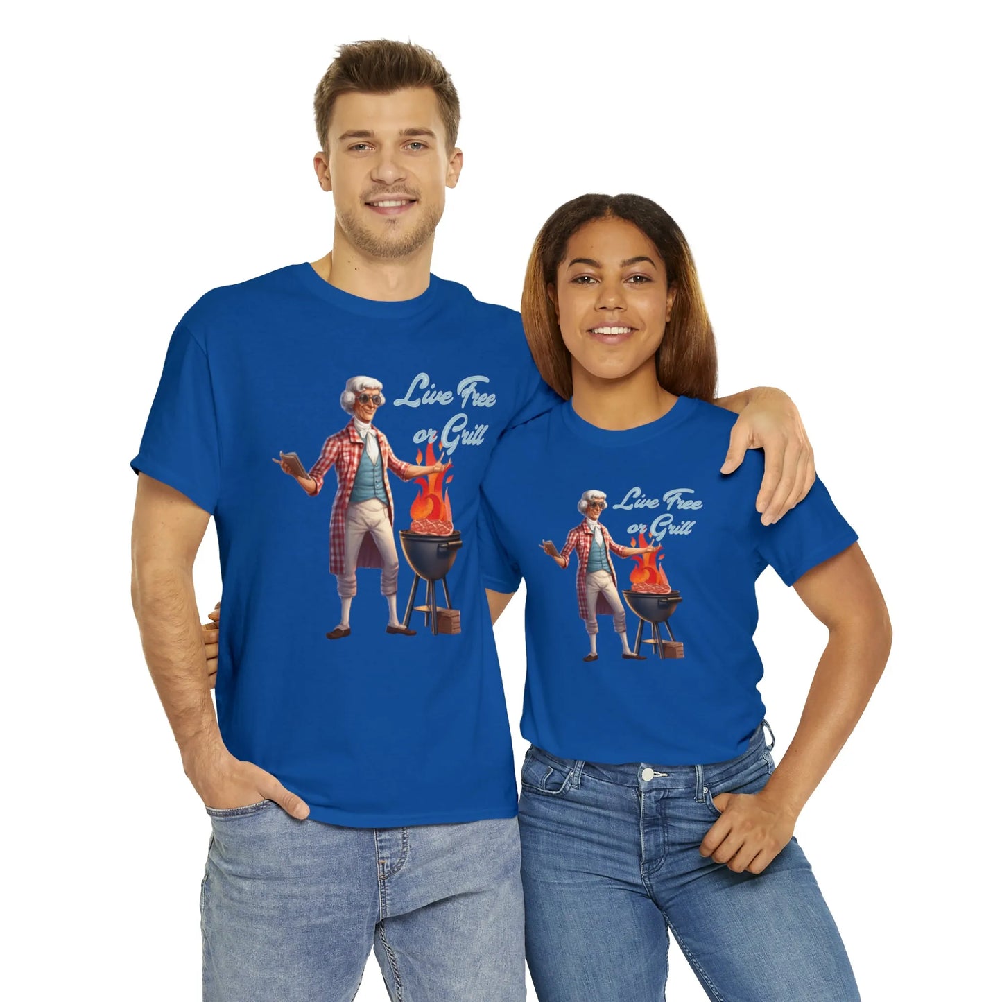 Thomas Jefferson Live Free or Grill Unisex Heavy Cotton Tee