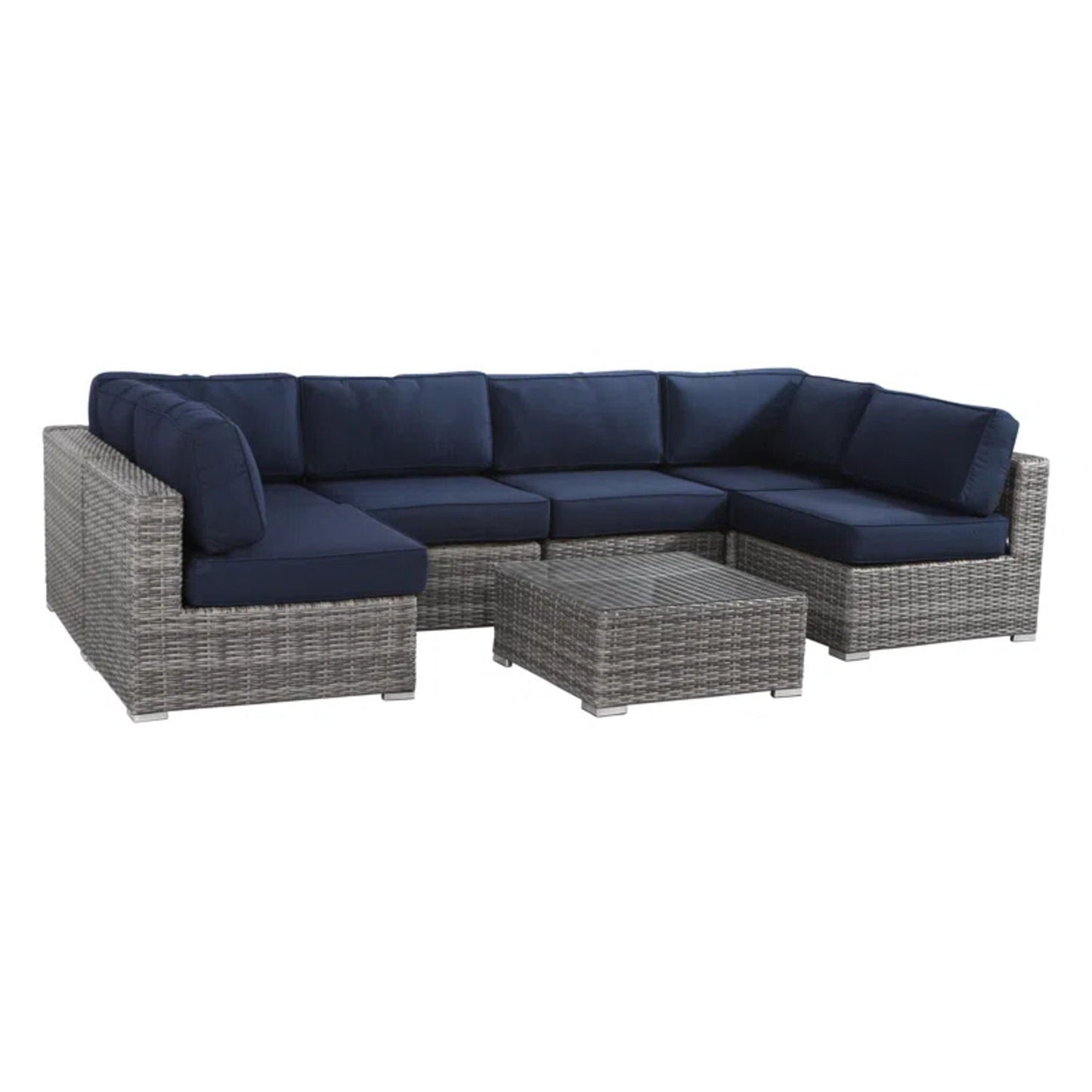 Seating Set With Cushions Handcrafted Wicker Design
