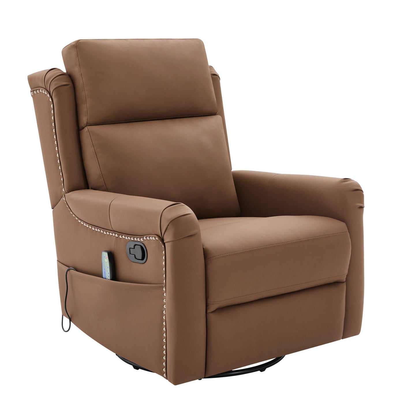 Manual Recliner Swivel Rocking Chair With 8-Point Massage and Heating