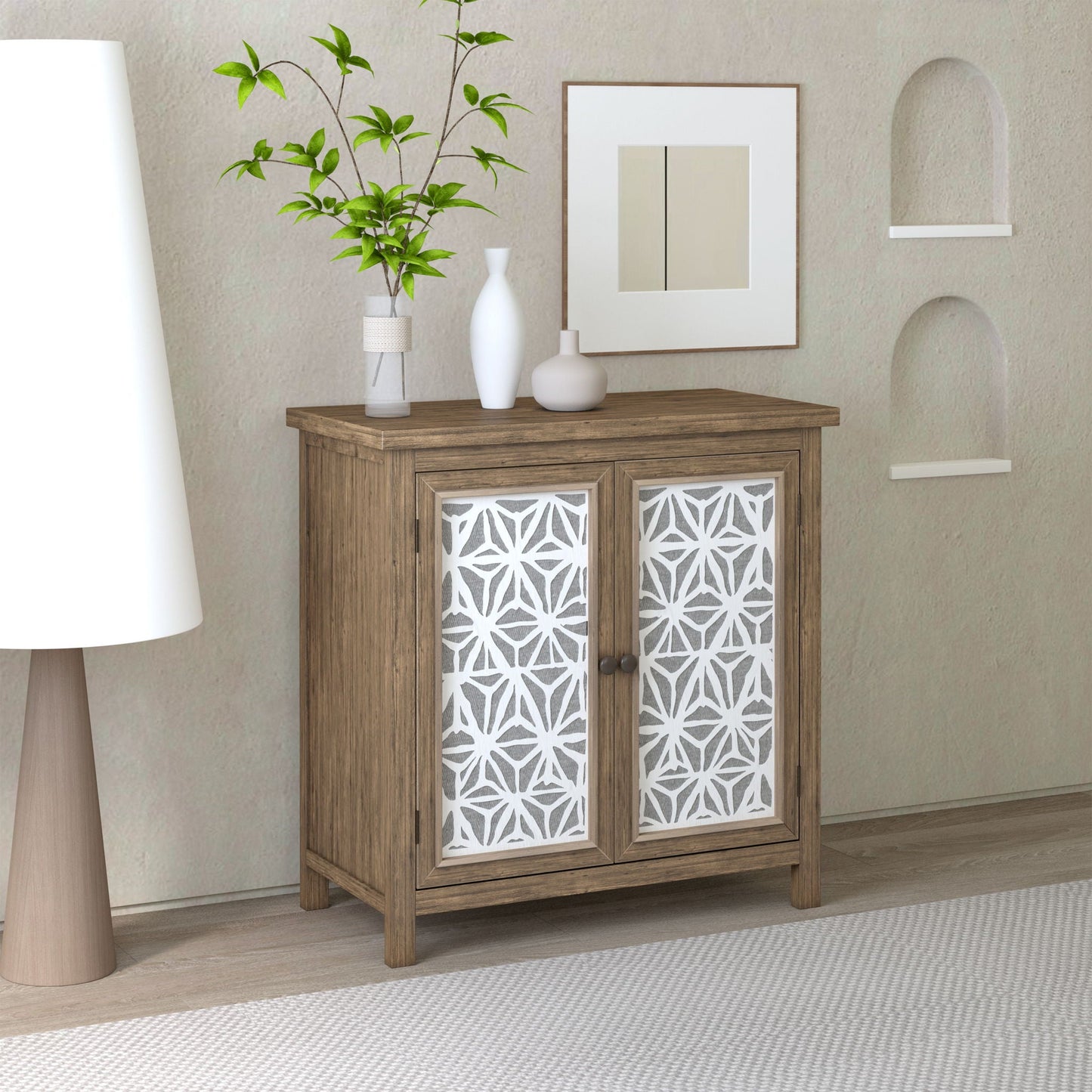 Storage Cabinet, Organizer - Brown Antique White