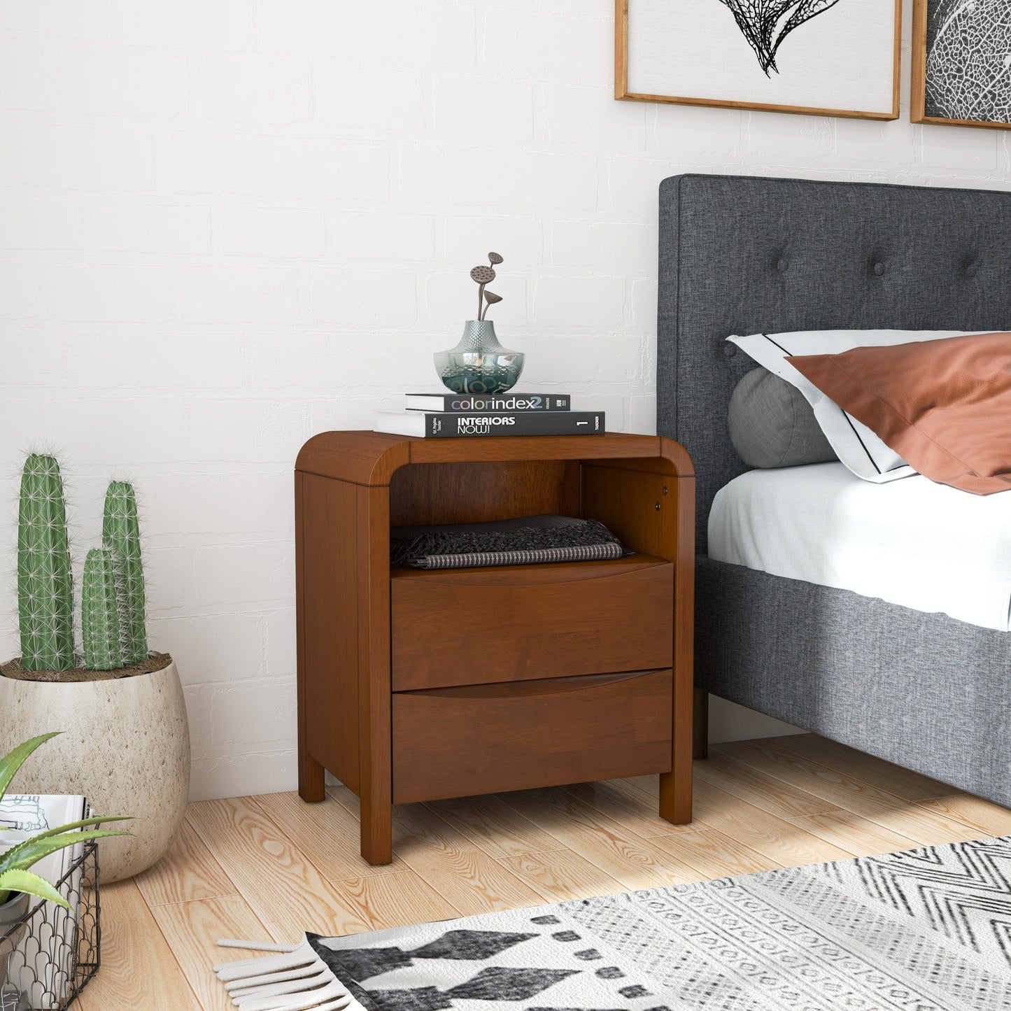 Lionel - Nightstand 2 Drawer - Brown
