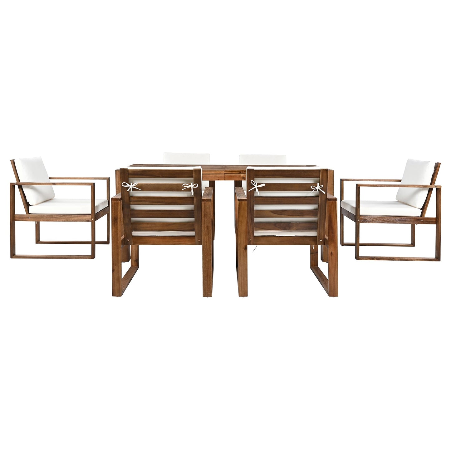TREXM Patio Table and Chairs Set, 7-Piece Outdoor Dining Set for 6