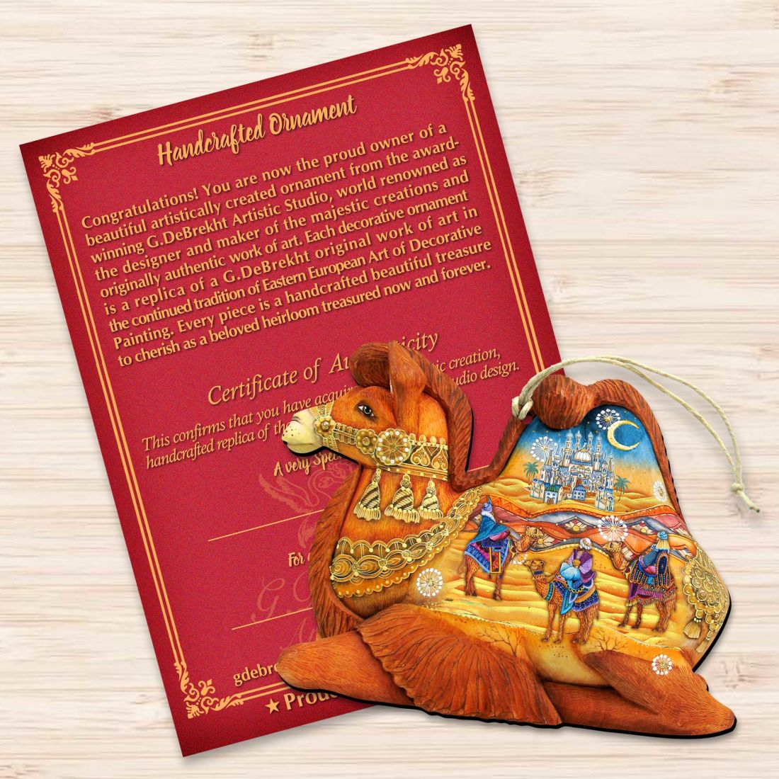 Camel Three Kings Nativity Wooden Ornaments by G. DeBrekht - Nativity Holiday Decor - 8126519