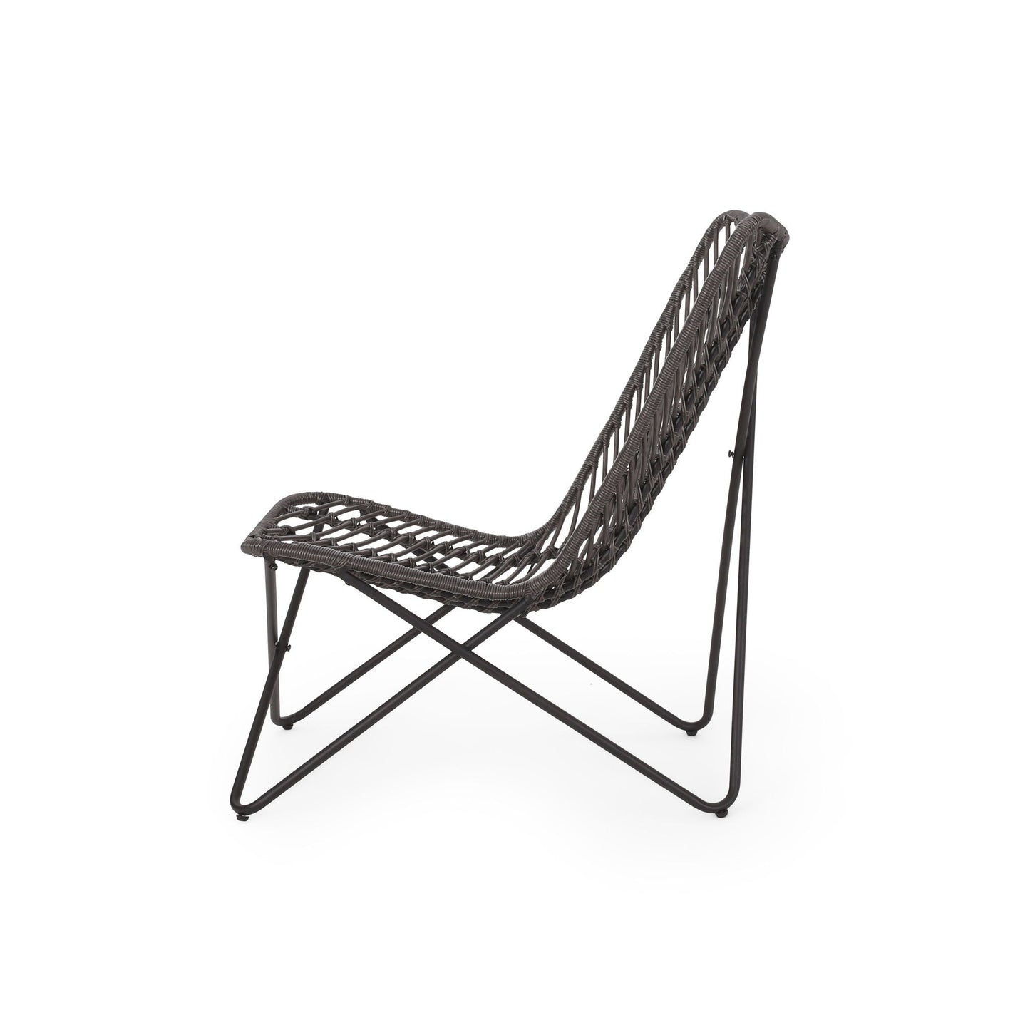 Outdoor Wicker Chair With Geometric Cross Base, Set of 2 - Gray