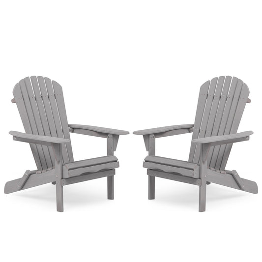 Classic Gray Cedar Wood Lounge Patio Chair Set of 2