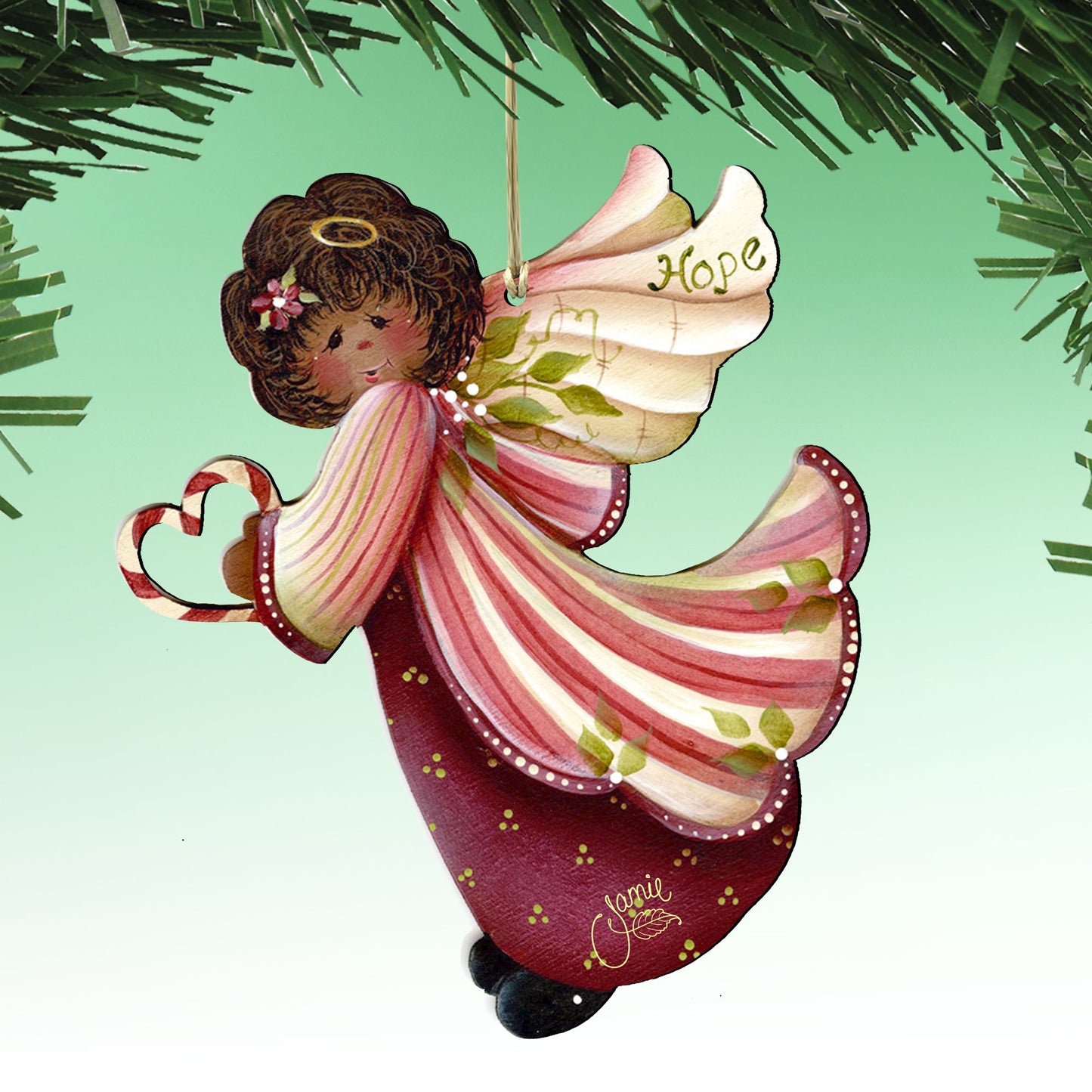 Loving Angels Wooden Ornaments Set of 6 by Jamie Mills-Price - Nativity Holiday Decor - 8457517-S6-MP